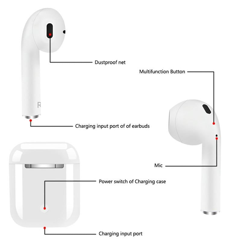 Original TWS i7s / i12 Pro AirPods – High Quality Wireless Bluetooth Earbuds with Mic & Touch Sensor